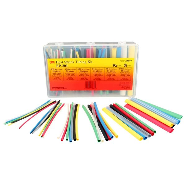 3M FP-301-COLOR-ASSORTMENT HEAT SHRINK TUBING KIT - COLOR ASSORTMENT FP301-3/32 to 1/2-Assrted-5-133 Pc Kits